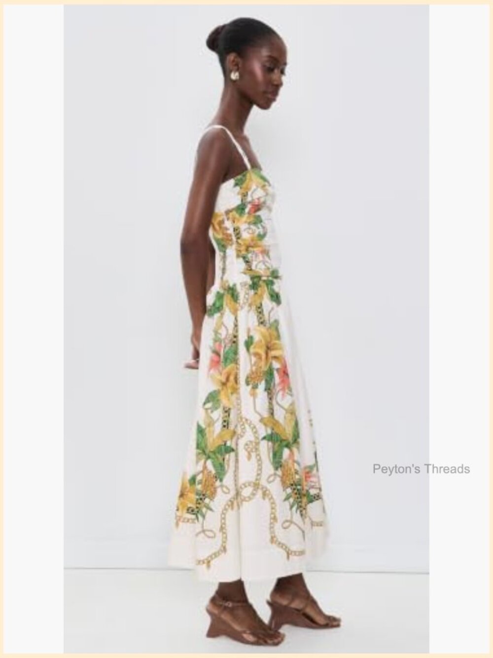 Square Neck Midi Dress with Smocked Back and Adjustable Straps - Picture 4 of 6